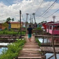 MACAPA, AMAPA, 11-11-2020  -  Ponte da rua 10, no bairro de Congós, em Macapá. Em uma única ponte, vivem entre 200 e 300 famílias. Congós tem 24 pontes, chamadas áreas de ressaca, com casas de madeira erguidas sobre a água parada de um lago.  ( Foto: Vinicius Sassine/Folhapress )