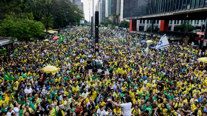 Ato a favor da candidatura de Jair Bolsonaro para a Presidência da República, em outubro de 2018, na avenida Paulista, em São Paulo.