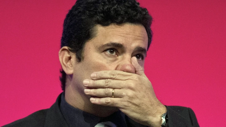 Federal Judge Sergio Moro gestures during an Economic Forum in Sao Paulo, Brazil, on August 31, 2015. Moro is in charge of the investigation of oil giant Petrobras corruption scandal.  AFP PHOTO /  NELSON ALMEIDA        (Photo credit should read NELSON ALMEIDA/AFP/Getty Images)
