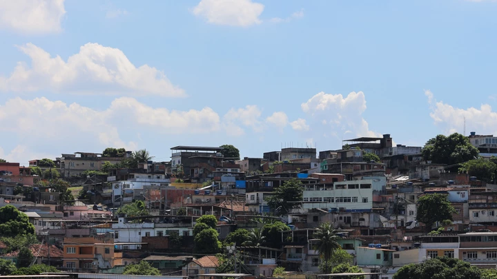 View of Favela Complexo do Chapadao in the north of Rio de Janeiro, Brazil, on March 25, 2020. Favelas will be the regions most affected by the Coronavirus Covid-19 in Rio de Janeiro, as they are densely populated regions where there are no basic sanitation resources and often not even piped water.