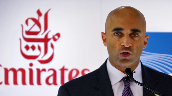 Yousef Al Otaiba, UAE Ambassador to the United States, talks during a news conference  on Thursday, Feb. 2, 2012 in Grapevine, Texas.  The arrival of Emirates first flight from Dubai International Airport (DXB) to Dallas/Fort Worth International Airport (DFW).  The service marks DFW Airport’s first commercial non-stop flight to the Middle East.   (AP Photo/The Fort Worth Star-Telegram, Max Faulkner)  MAGS OUT