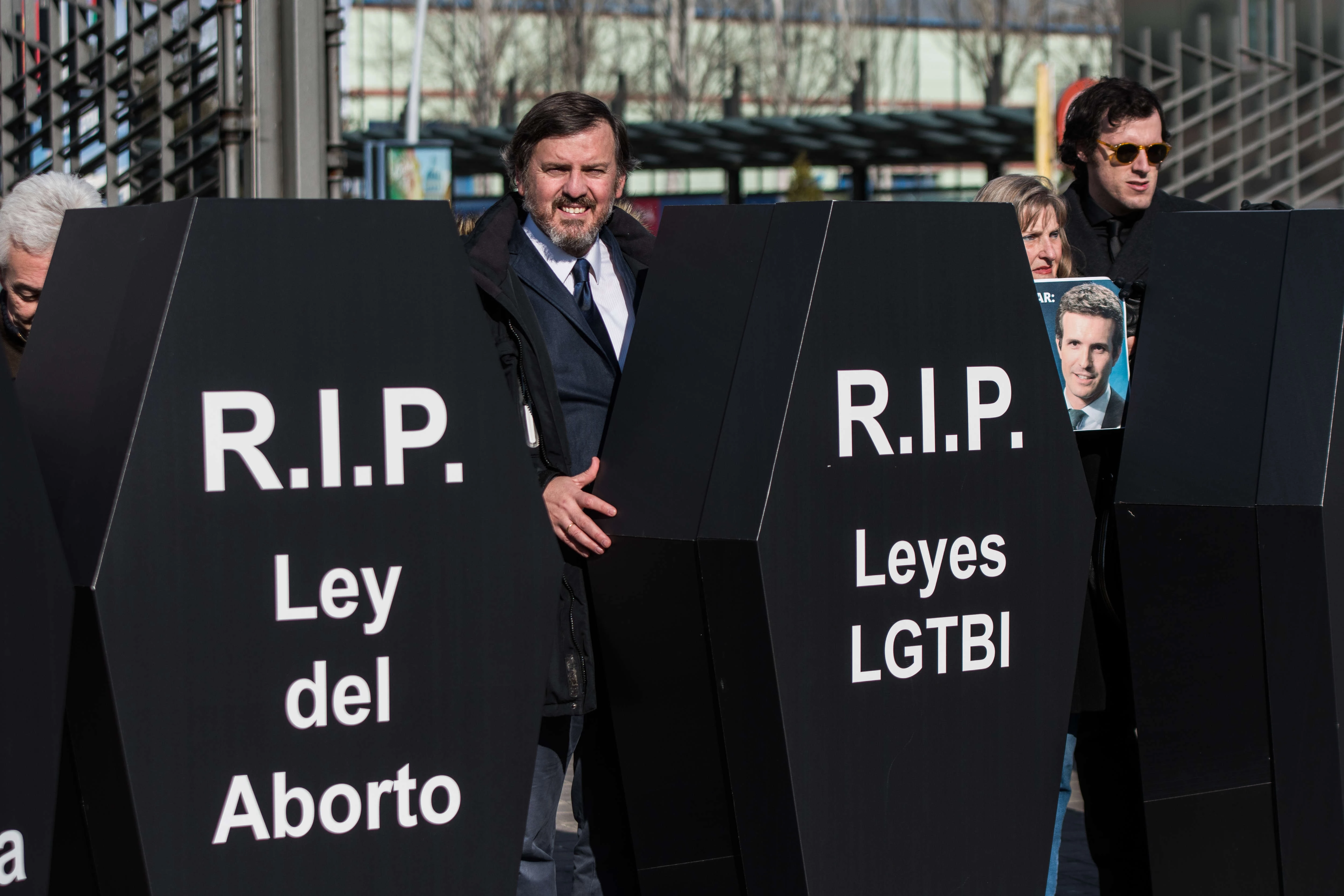 Members of far right group 'Hazte Oir' protesting with