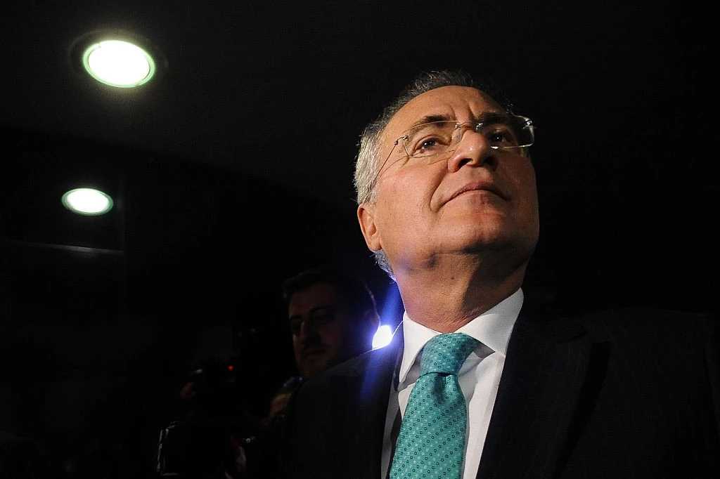 TOPSHOT - Brazilian Senate President Renan Calheiros participates in a plenary session of the senate in Brasilia, on June 7, 2016.<br /> Brazil's Prosecutor General Rodrigo Janot has asked the Supreme Court to authorize the arrests of Senate President Renan Calheiros, former Brazilian president Jose Sarney, Senator Romero Juca and powerful lawmaker Eduardo Cunha, O Globo newspaper reported.  / AFP / ANDRESSA ANHOLETE        (Photo credit should read ANDRESSA ANHOLETE/AFP/Getty Images)