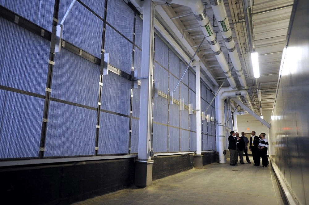 FOREST CITY, NC - APRIL 19:  Outside air inlets are seen during a tour of the new Facebook Data Center on April 19, 2012 in Forest City, North Carolina.  The company began construction on the facility in November 2010 and went live today, serving the 845 million Facebook users worldwide.  (Photo by Rainier Ehrhardt/Getty Images)