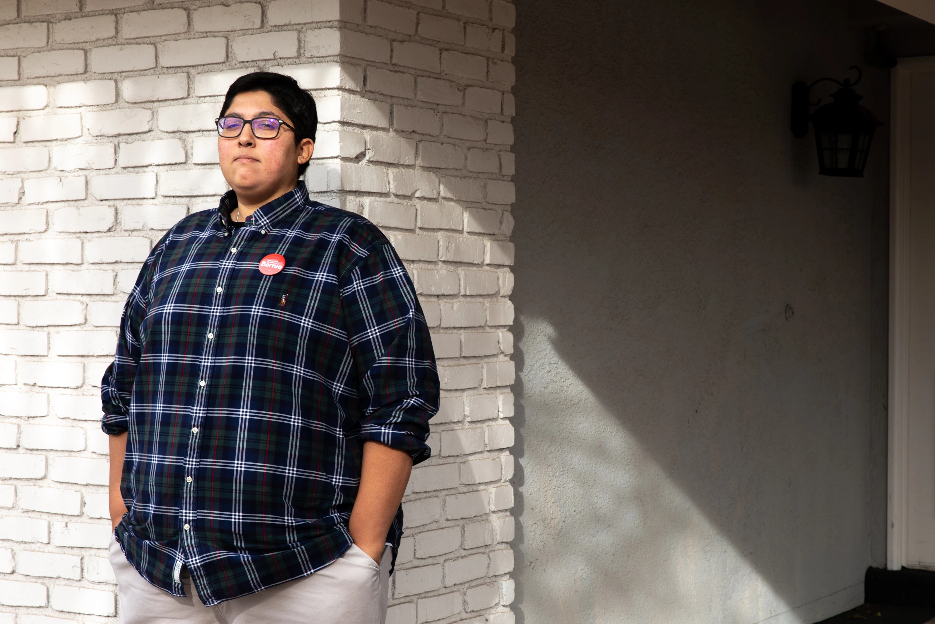 Shaun Navarro volunteering at a community canvassing training for Bernie Sanders at the "Leftist Garage" in Las Vegas, NV on December 21, 2019.