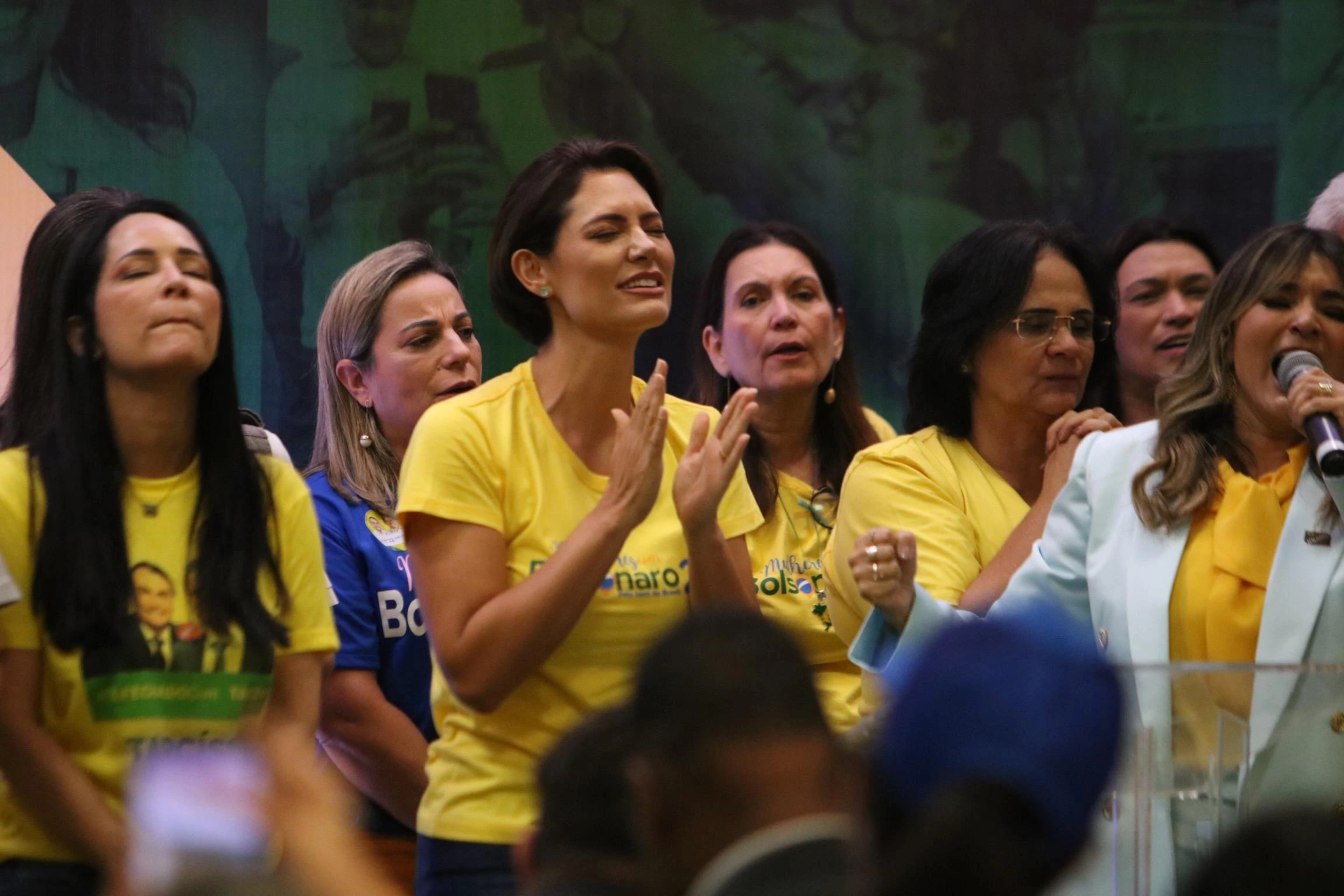 SÃO PAULO,SP,19.10.2022:JAIR-BOLSONARO-ENCONTRO-COM-EVANGÉLICOS - Michelle Bolsonaro, durante encontro com evangélicos realizado na cidade de São Paulo, SP, nesta quarta-feira, 19. (Foto: Tomzé Fonseca/Futura Press/Folhapress)