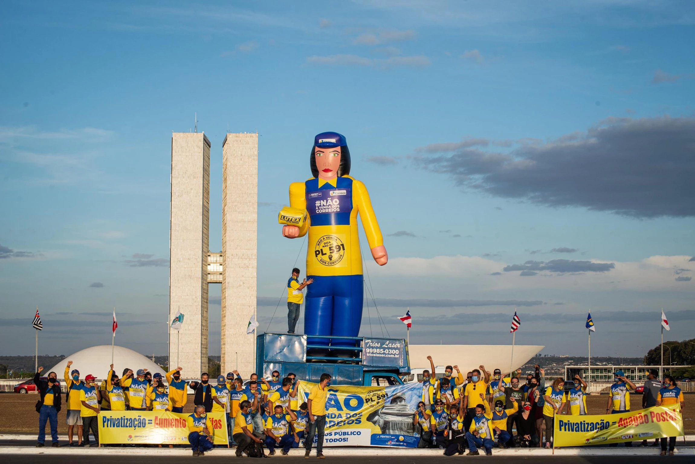 BRASÍLIA,DF,05.08.2021:ATO-CONTRA-PRIVATIZAÇÃO-CORREIO - Ato contra privatização dos Correios, realizado na cidade de Brasília, DF, nesta quinta feira, 05. (Foto: Matheus W Alves/Futura Press/Folhapress)