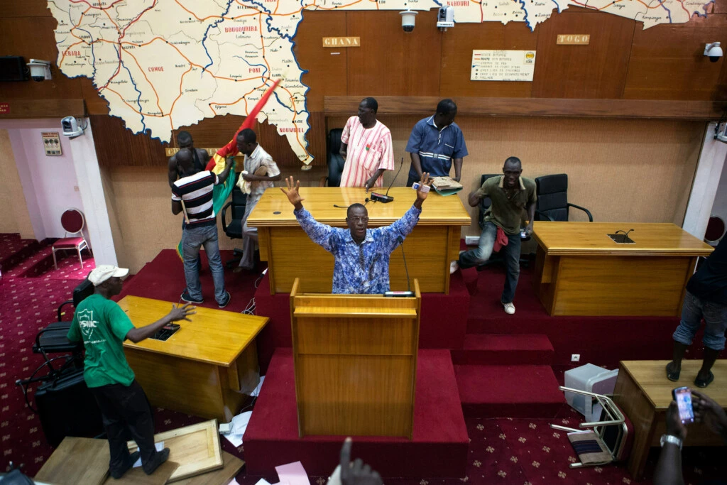 Anti-government protesters take over the parliament building in Ouagadougou