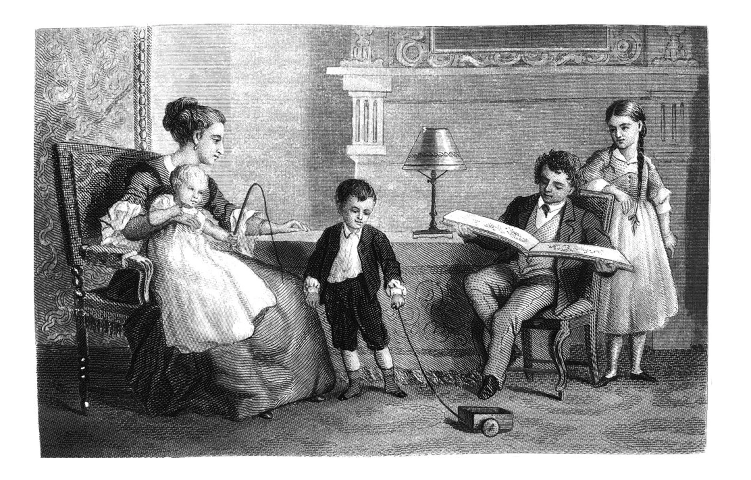 First Century United States illustrations - 1873 - A family at home - parents and children