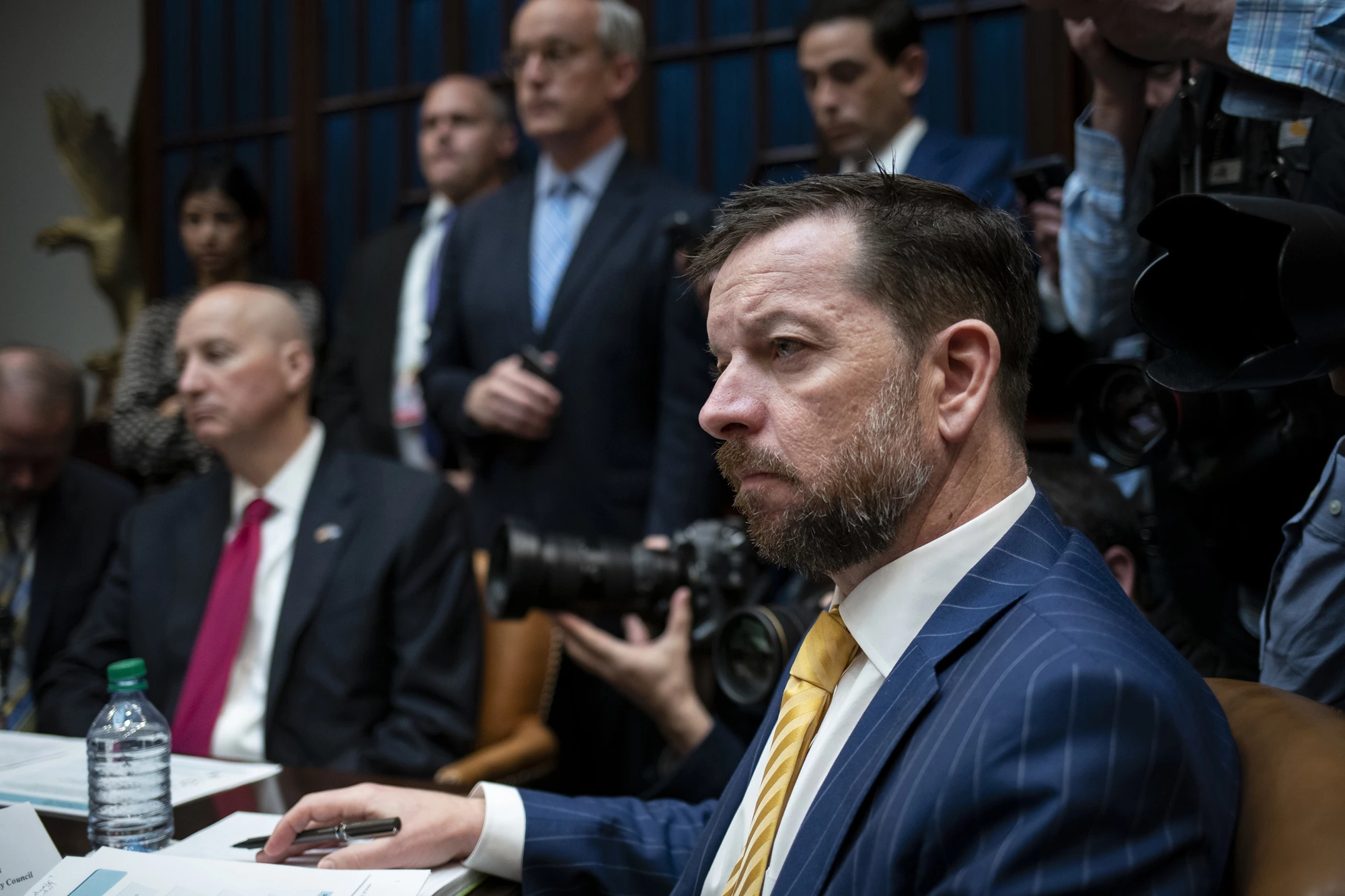 Joe Grogan, diretor do Conselho de Política Doméstica, durante um briefing sobre o novo coronavírus com seguradoras de saúde na Sala Roosevelt da Casa Branca, em Washington, DC, EUA, na terça-feira, 10 de março.