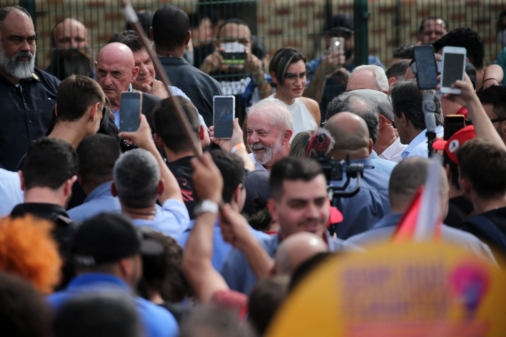 SAO PAULO, BRAZIL - AUGUST 16: Former President Lula da Silva of Workers Party, takes part in the first official event of the 2022 presidential campaign in front of the Volkswagen factory, in greater Sao Paulo, a region where he gained notoriety in union activities, in Sao Bernardo do Campo, Brazil, August 16, 2022. (Photo by Paulo Lopes/Anadolu Agency via Getty Images)