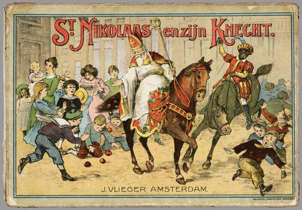 Ilustração do livro ilustrado "Sint Nikolaas en zijn knecht" de Jan Schenkman, publicado por J. Vlieger em Amsterdã em 1850.