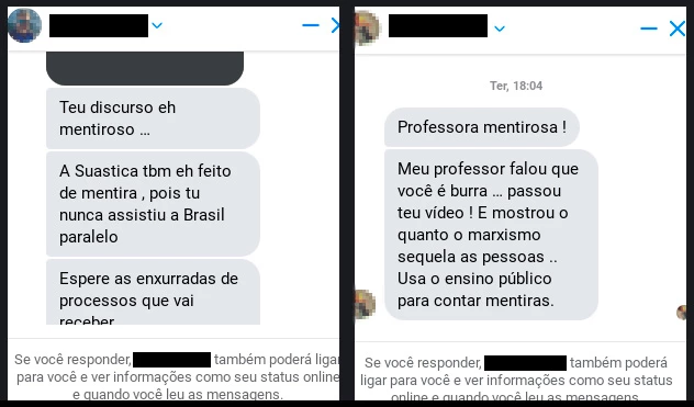 Mensagens recebidas por Mayara Balestro em seu Facebook.