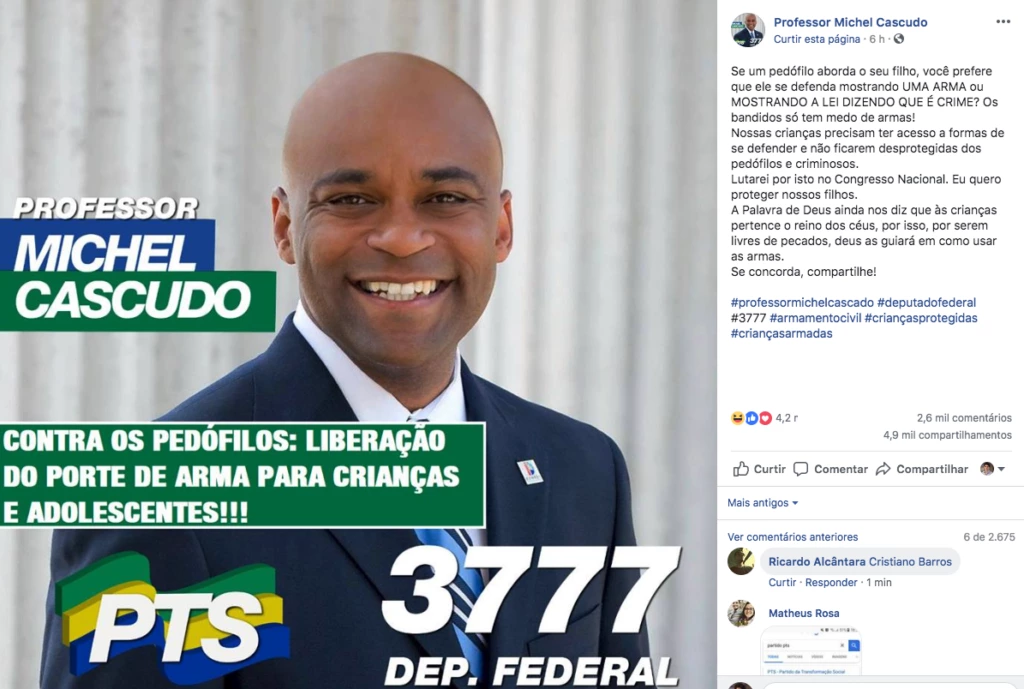 CANDIDATO FAKE DEFENDE ARMAS PARA CRIANÇAS – E COMPROVA O ABSURDO DESSA ELEIÇÃO