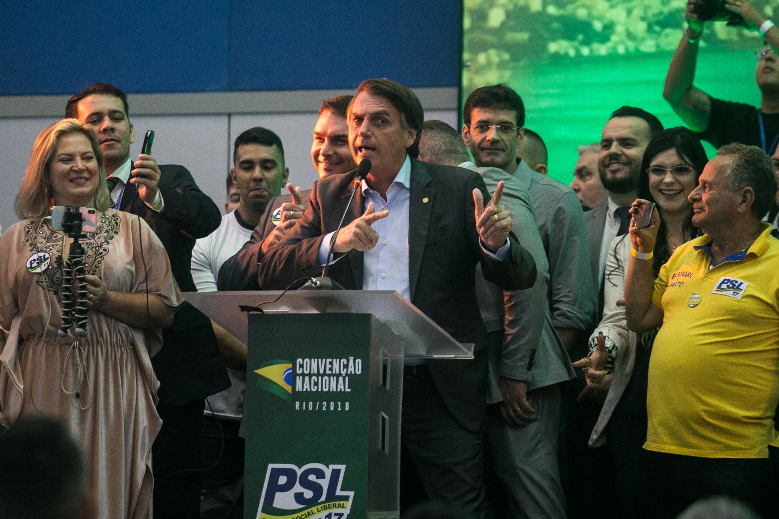 RIO DE JANEIRO, RJ, 22.07.2018: JAIR-BOLSONARO ? Lançamento de candidatura de Jair Bolsonaro para à Presidência da República, e Janaina Paschoal como vice-presidente, durante convenção nacional do PSL, no Rio de Janeiro. (Foto: Raquel Cunha/Folhapress)