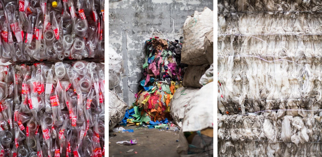 Instalações privadas de coleta de lixo para o país existem apenas na capital. Ali, materiais recicláveis, como garrafas de refrigerante de plástico, papel e sacolas plásticas finas, são separados por tipo, cor e peso, e depois compactados.