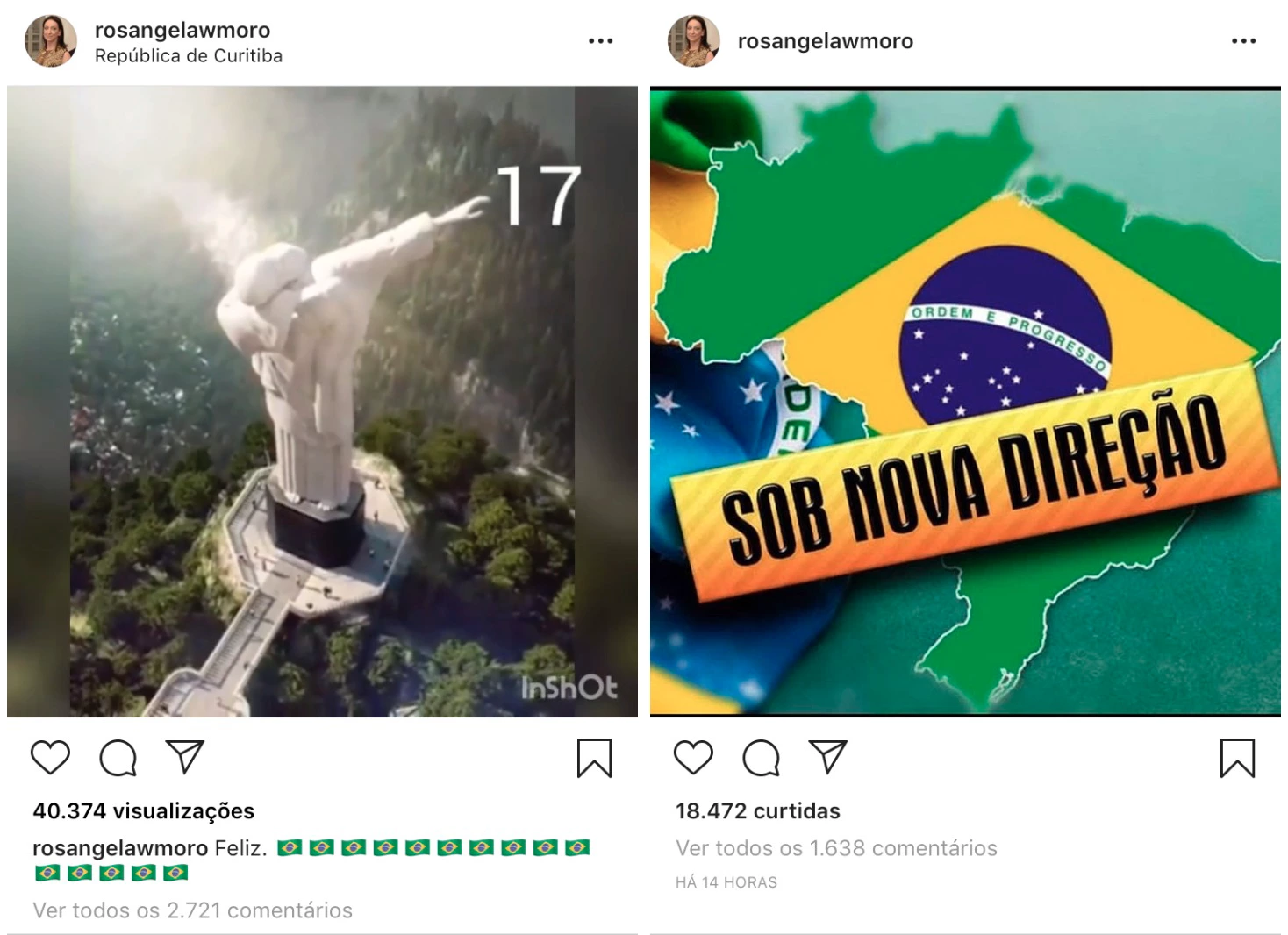 Rosangela Moro comemora vitória de Bolsonaro no Instagram.