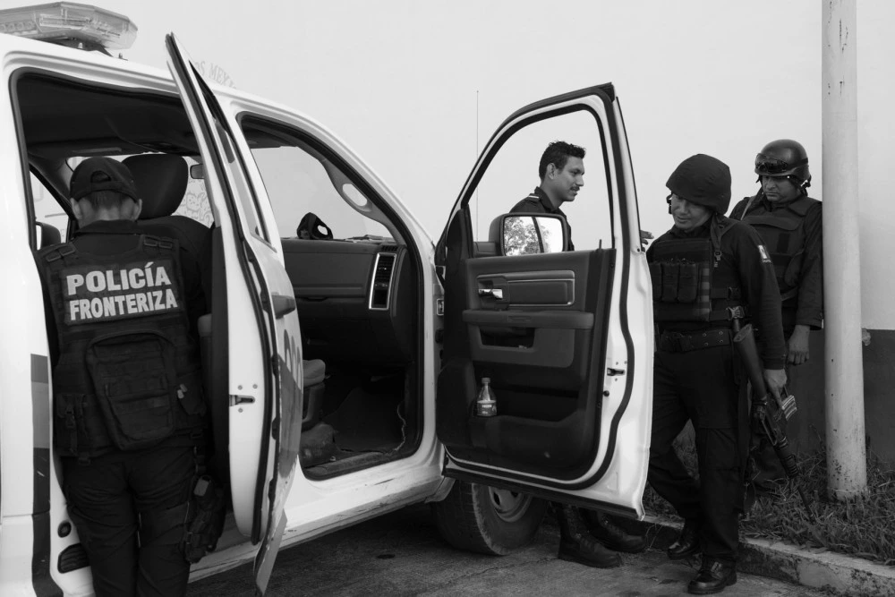 Members of the Border Police on patrol. The unit's stated aim is to prevent crimes against migrants, who are particularly vulnerable to robbery, assault, sexual violence and exploitation.