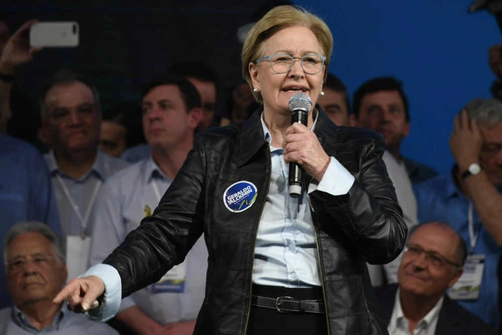 Ana Amelia on August 3, during a national convention of the PSDB where she elects Geraldo Alckmin as a candidate for the party for president of the republic and Ana Amelia as Vice. Photo: Mateus Bonomi / AGIF (via AP)