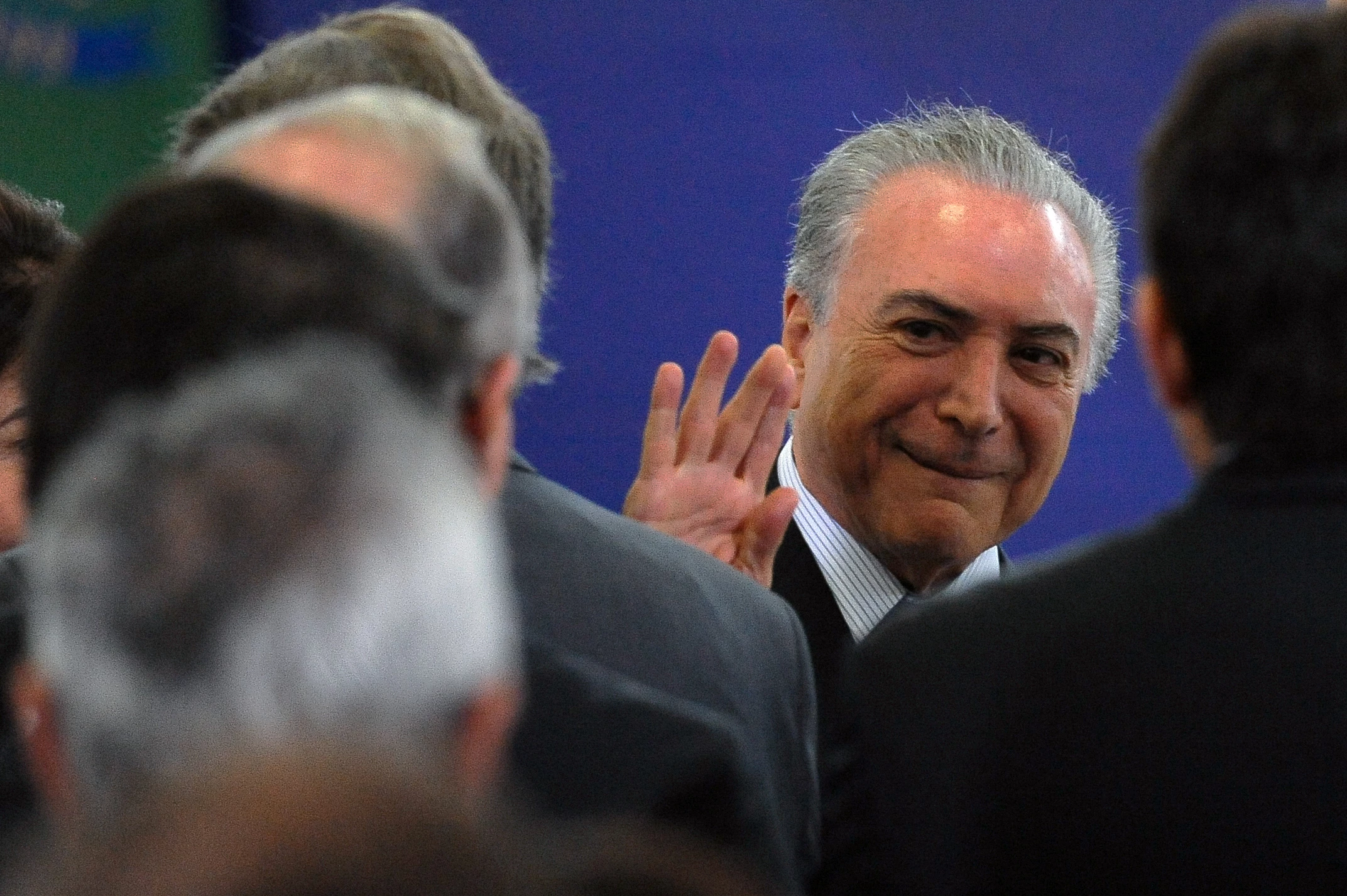Brazilian President Michel Temer, attends the announcement of new funds for the school lunch program at the Planalto Palace, in Brasilia on February 8, 2017.  / AFP / ANDRESSA ANHOLETE        (Photo credit should read ANDRESSA ANHOLETE/AFP/Getty Images)