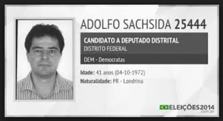 Santinho de campanha para deputado federal de Adolfo Sachsida.