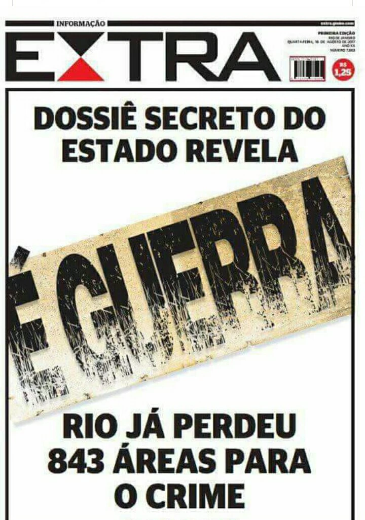 Capa do "Extra" sobre "guerra no Rio"