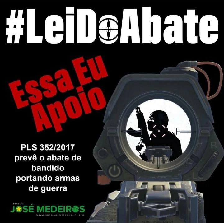 Redes sociais do senador José Medeiros promovem a "lei do abate"