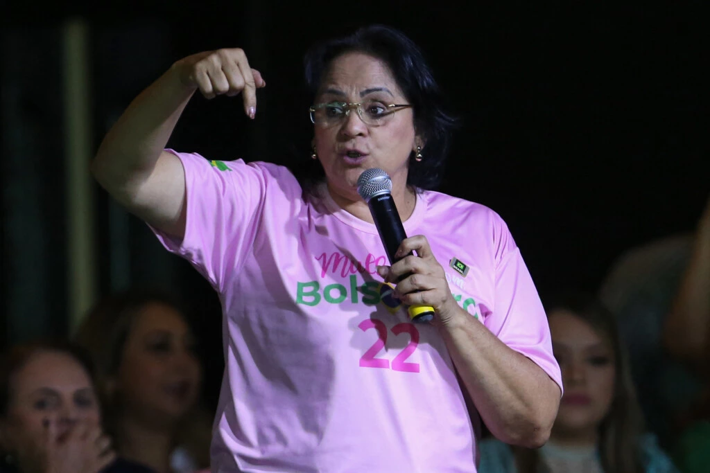 A senadora eleita Damares Alves em um dos eventos da turnê eleitoral "Mulheres com Bolsonaro".
