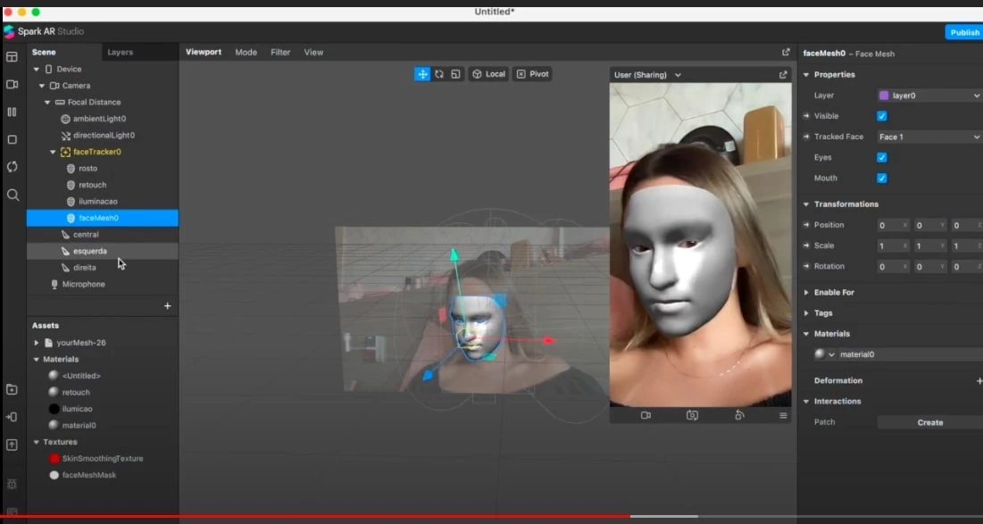 Canais do YouTube ensinam a usar o Spark AR para afinar traços do rosto com filtros para selfies.