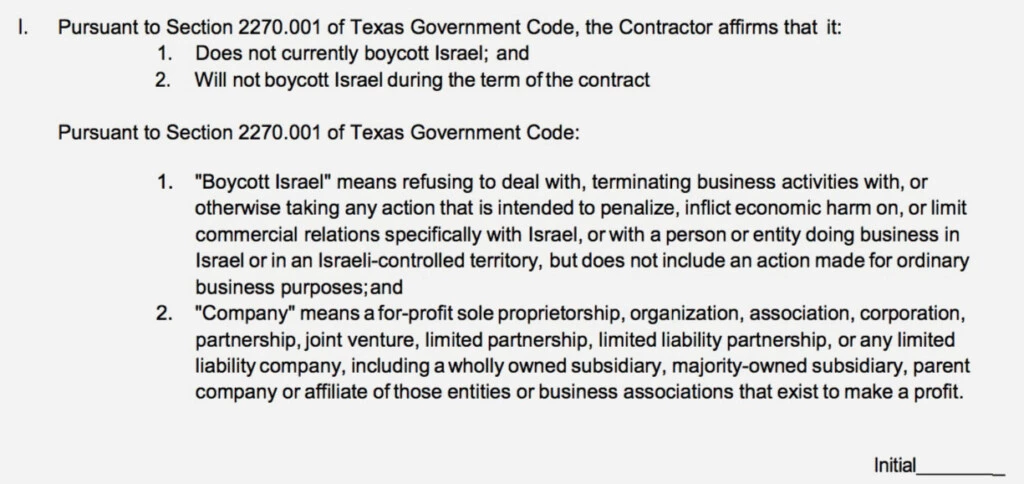 Contrato recebido pela fonoaudióloga em que ela devia alegar “não estar boicotando Israel” e “não vir a boicotar Israel durante o período contratual”.