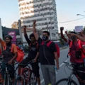 Manifestação de entregadores de aplicativo delivery contra o governo do presidente Jair Bolsonaro (sem partido) e a precarização do trabalho, em Pinheiros, zona oeste de São Paulo, em 7 de junho de 2020.
