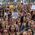 Hundreds of people take part in the commemoration of the International Women's Day at Paulista Avenue in Sao Paulo, Brazil on March 8, 2017.The International Women's Day is marked worldwide with rallies and strikes. / AFP PHOTO / NELSON ALMEIDA (Photo credit should read NELSON ALMEIDA/AFP/Getty Images)