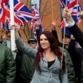Jayda Fransen and Paul Goulding Britain First Rally, London, UK - 04 Nov 2017 'Britain First' holds a rally in support of their leaders Paul Goulding and Jayda Fransen, who have to sign in at Bromley Police Station as part of their bail conditions. (Rex Features via AP Images)