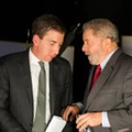 Glenn Greenwald and Luiz Inácio Lula da Silva at the Instituto Lula in Sao Paolo on April 8, 2016.