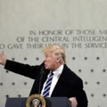 headquarters in Langley, Virginia. In his remarks Trump explained the CIA was his first visit because the "dishonest media" has made it appear he was having a feud with the intelligence community. Donald Trump visits CIA headquarters, Langley, Mclean, USA - 21 Jan 2017 (Rex Features via AP Images)