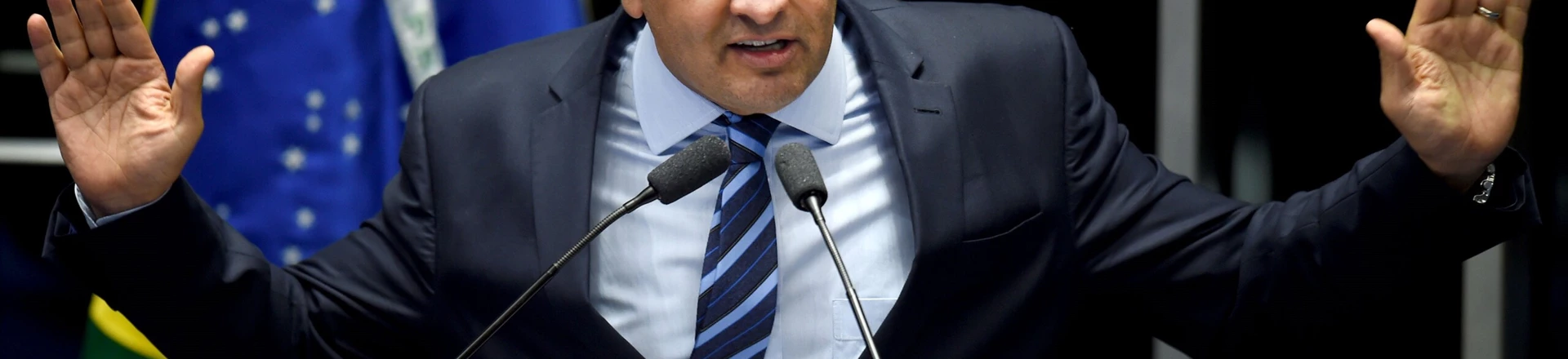 Brazilian senator Aecio Neves, from PSDB, delivers a speech during the debate in the Senate of a vote on suspending President Dilma Rousseff and launching an impeachment trial, in Brasilia on May 11, 2016. A simple majority in the 81-member Senate will trigger Rousseff's six-month suspension pending trial. A two-thirds majority would then be needed to remove her permanently. / AFP / EVARISTO SA (Photo credit should read EVARISTO SA/AFP/Getty Images)