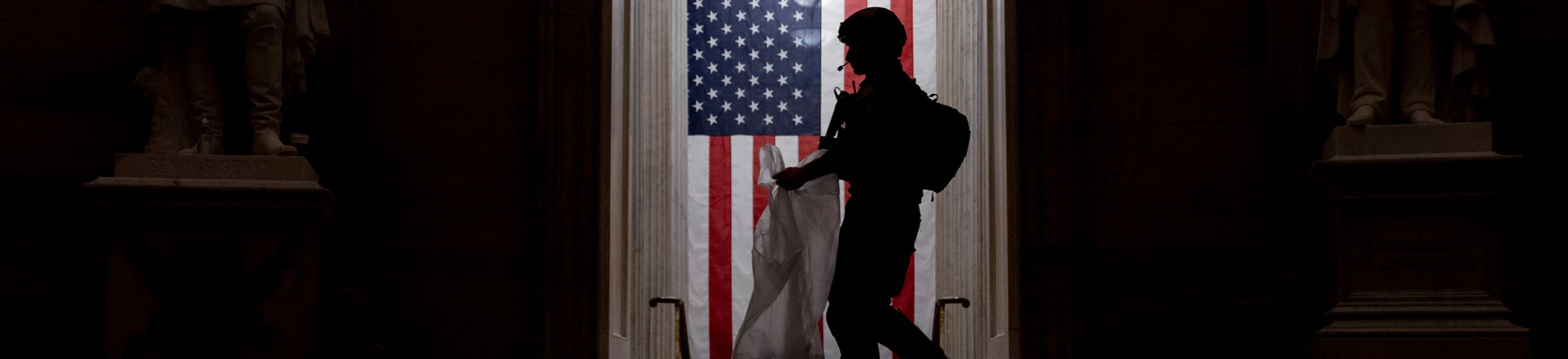 An ATF police officer cleans up debris and personal belongings strewn across the floor of the Rotunda in the early morning hours of Thursday, Jan. 7, 2021, after protesters stormed the Capitol in Washington, on Wednesday. (AP Photo/Andrew Harnik) An ATF police officer cleans up debris and personal belongings strewn across the floor of the Rotunda in the early morning hours of Thursday, Jan. 7, 2021, after protesters stormed the Capitol in Washington, on Wednesday. (AP Photo/Andrew Harnik)