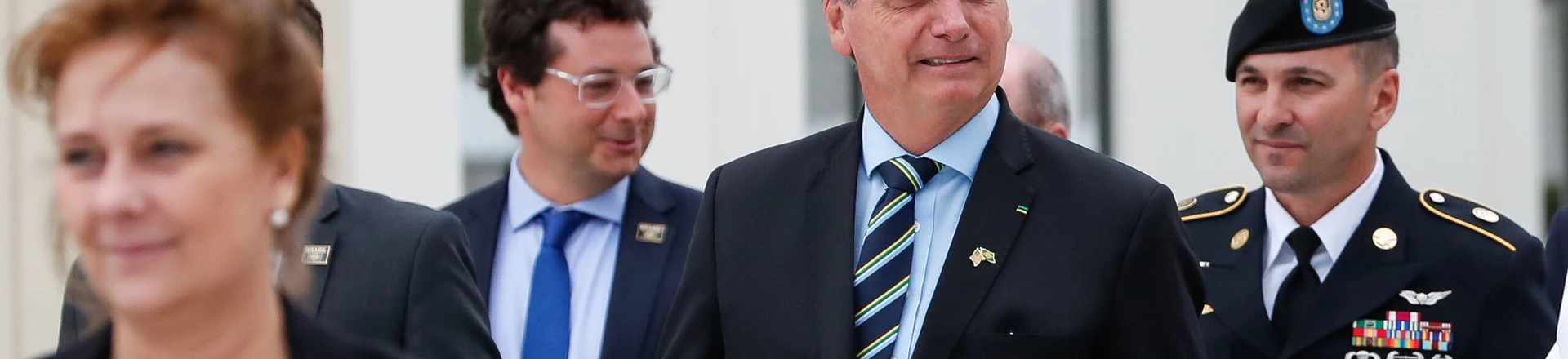 Fábio Wajngarten, segundo à esquerda, acompanhou Bolsonaro na viagem aos EUA. Ambos encontraram Trump. O secretário teve doença do coronavírus confirmada. Foto: Alan Santos/PR