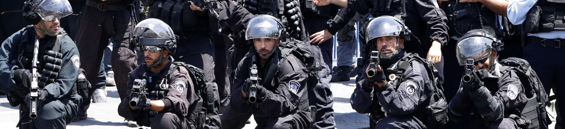 Israeli police forces hold stun grenades launchers following Friday noon prayer outside Jerusalem's old city on July 28, 2017.Israel barred men under 50 from prayers at a sensitive Jerusalem holy site, with more clashes feared after Palestinians ended a boycott of the compound and entered for the first time in two weeks. / AFP PHOTO / Jack GUEZ (Photo credit should read JACK GUEZ/AFP/Getty Images) Israeli police forces hold stun grenades launchers following Friday noon prayer outside Jerusalem's old city on July 28, 2017.Israel barred men under 50 from prayers at a sensitive Jerusalem holy site, with more clashes feared after Palestinians ended a boycott of the compound and entered for the first time in two weeks. / AFP PHOTO / Jack GUEZ (Photo credit should read JACK GUEZ/AFP/Getty Images)