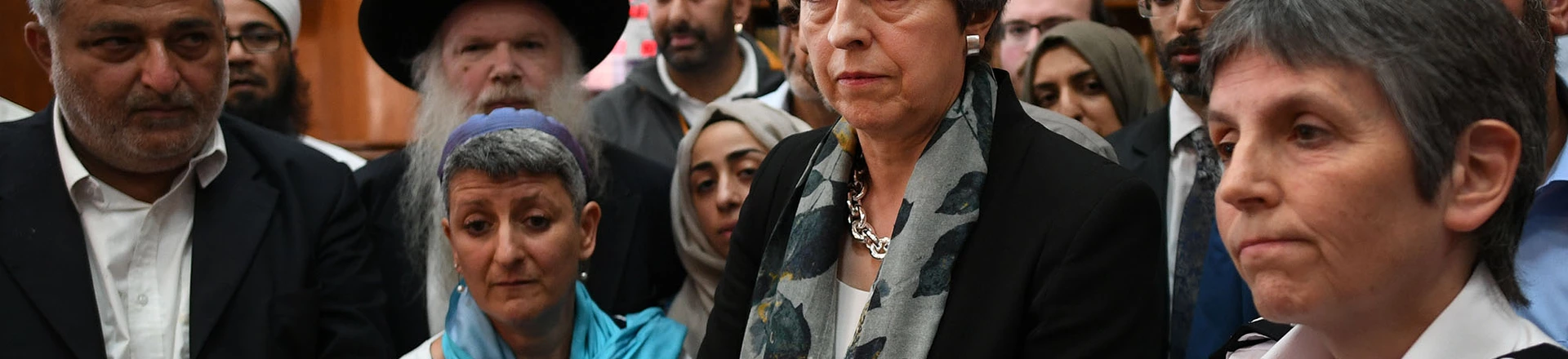 LONDON, ENGLAND - JUNE 19: British Prime Minister Theresa May and Metropolitan Police Commissioner Cressida Dick talk to faith leaders at Finsbury Park Mosque on June 19, 2017 in London, England.  Worshippers were struck by a hired van as they were leaving Finsbury Park mosque in North London after Ramadan prayers. One person was killed in the terror attack with a further 10 people injured.  (Photo by Stefan Rousseau/WPA Pool/Getty Images) LONDON, ENGLAND - JUNE 19: British Prime Minister Theresa May and Metropolitan Police Commissioner Cressida Dick talk to faith leaders at Finsbury Park Mosque on June 19, 2017 in London, England.  Worshippers were struck by a hired van as they were leaving Finsbury Park mosque in North London after Ramadan prayers. One person was killed in the terror attack with a further 10 people injured.  (Photo by Stefan Rousseau/WPA Pool/Getty Images)