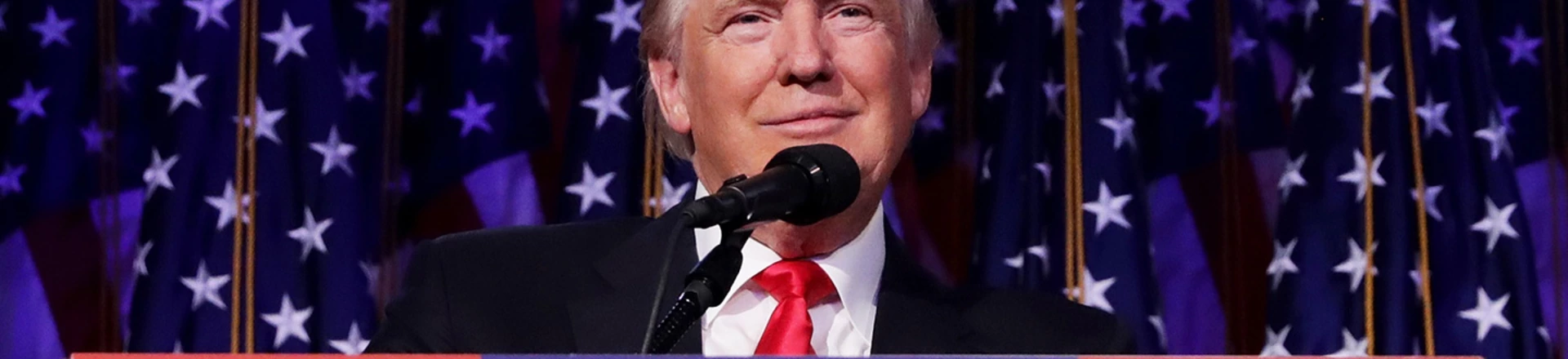 NEW YORK, NY - NOVEMBER 09:  Republican president-elect Donald Trump delivers his acceptance speech during his election night event at the New York Hilton Midtown in the early morning hours of November 9, 2016 in New York City. Donald Trump defeated Democratic presidential nominee Hillary Clinton to become the 45th president of the United States.  (Photo by Chip Somodevilla/Getty Images) NEW YORK, NY - NOVEMBER 09:  Republican president-elect Donald Trump delivers his acceptance speech during his election night event at the New York Hilton Midtown in the early morning hours of November 9, 2016 in New York City. Donald Trump defeated Democratic presidential nominee Hillary Clinton to become the 45th president of the United States.  (Photo by Chip Somodevilla/Getty Images)