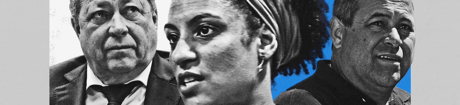 Montagem com a imagem de Marielle ao centro e integrantes da família Brazão. Montagem com a imagem de Marielle ao centro e integrantes da família Brazão.