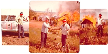 Fotos inéditas: funcionários de Itaipu comemoram incêndio em casas de indígenas