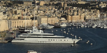 VITTORIOSA, MALTA - MARCH 30:  A superyacht, the Indian Empress, owned by Vijay Mallya, stands in The Grand Harbour as seen from Valletta on March 29, 2017 in Vittoriosa, Malta. In the last 2,000 years Malta has been under Roman, Muslim, Norman, Knights of Malta, French and British rule before it became independent in 1964. Today Malta remains a crossroads of cultures and is a popular tourist destination.  (Photo by Sean Gallup/Getty Images)