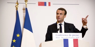 French President Emmanuel Macron speaks at a press conference at the French Embassy in Beijing, Wednesday, Jan. 10, 2018. (AP Photo/Mark Schiefelbein, Pool) French President Emmanuel Macron speaks at a press conference at the French Embassy in Beijing, Wednesday, Jan. 10, 2018. (AP Photo/Mark Schiefelbein, Pool)