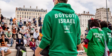 As part of the national week organized by the group "Just and Sustainable Peace between Israelis and Palestinians." More than 150 people gathered in Lyon, on the banks of Rhones, to show their solidarity with the Palestinian people, for the defense of freedoms, the right to boycott Israeli products, the end of the occupation, and the requirement of sanctions, as long as Israel is violating international law. Lyon 4 June 2016//KONRADK_090003/Credit:KONRAD K./SIPA/1606050904 (Sipa via AP Images) As part of the national week organized by the group "Just and Sustainable Peace between Israelis and Palestinians." More than 150 people gathered in Lyon, on the banks of Rhones, to show their solidarity with the Palestinian people, for the defense of freedoms, the right to boycott Israeli products, the end of the occupation, and the requirement of sanctions, as long as Israel is violating international law. Lyon 4 June 2016//KONRADK_090003/Credit:KONRAD K./SIPA/1606050904 (Sipa via AP Images)