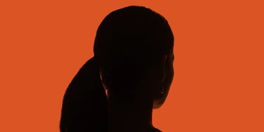 Silhouette of a young girl from the back with lock of hair - isolated, noname