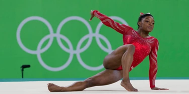 United States' Simone Biles trains on the floor exercise ahead of the 2016 Summer Olympics in Rio de Janeiro, Brazil, Thursday, Aug. 4, 2016. (AP Photo/Rebecca Blackwell)