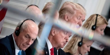 White House Chief of Staff John Kelly (L) and US President Donald Trump are seen in a mirror as they listen to opening statements before a luncheon with US and African leaders at the Palace Hotel during the 72nd United Nations General Assembly on September 20, 2017 in New York. / AFP PHOTO / Brendan Smialowski (Photo credit should read BRENDAN SMIALOWSKI/AFP/Getty Images) White House Chief of Staff John Kelly (L) and US President Donald Trump are seen in a mirror as they listen to opening statements before a luncheon with US and African leaders at the Palace Hotel during the 72nd United Nations General Assembly on September 20, 2017 in New York. / AFP PHOTO / Brendan Smialowski (Photo credit should read BRENDAN SMIALOWSKI/AFP/Getty Images)