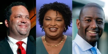 Da esquerda para a direita: Ben Jealous em uma festa da noite da eleição, em 26 de junho de 2018; Stacey Abrams em um debate em Atlanta, em 20 de maio de 2018; e Andrew Gillum em Miami, em 13 de agosto de 2018. Da esquerda para a direita: Ben Jealous em uma festa da noite da eleição, em 26 de junho de 2018; Stacey Abrams em um debate em Atlanta, em 20 de maio de 2018; e Andrew Gillum em Miami, em 13 de agosto de 2018.